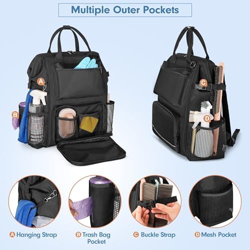 LoDrid Heavy Duty Cleaning Supplies Bag with Steel Frame Top, Black - Image 2