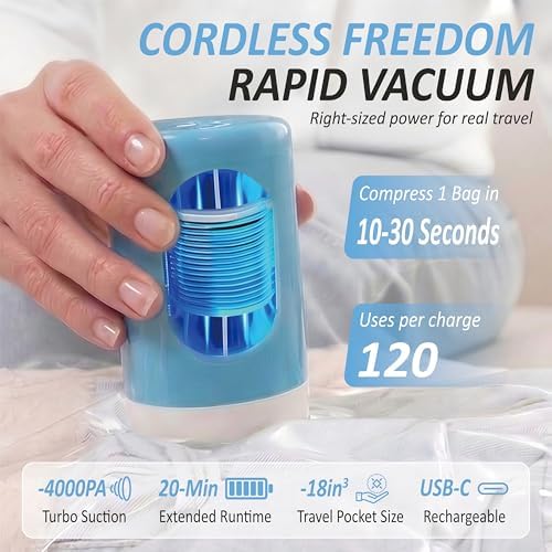 Travel Vacuum Storage Bags with Rechargeable Cordless USB Pump, 12 Combo - Image 3