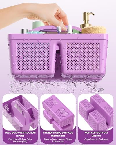 4 Pack Portable Shower Caddy, Integrated Handle, Reinforced Plastic, Organizer Storage Bathroom Supplies and Beauty Products, Cleaning Supplies, Shower Basket for Home, Dorm, Shelf and Cabinet - Image 5