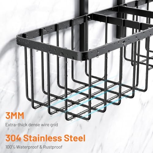 Luxspire Shower Caddy Hanging Overhead, Shower Organizer Hanging, Black - Image 6