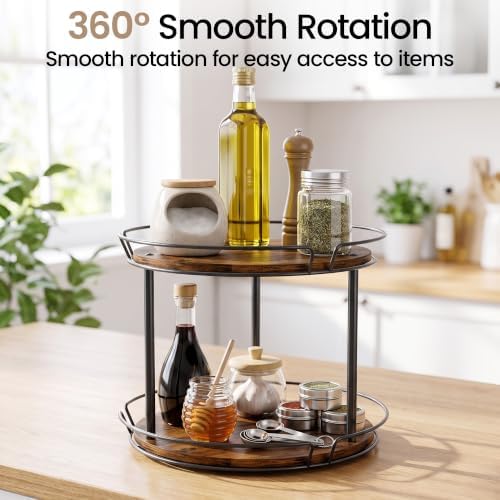 LAMU 2-Tier Lazy Susan Turntable Organizer, Spinning Spice Rack for Cabinet - Image 7