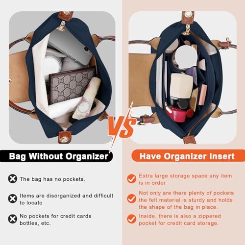 LOUKAYCCI Felt Purse Organizer Insert for Longchamp Le Pliage S Handbag Insert (Dark Blue, Small) - Image 3