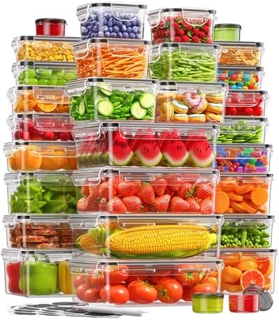 KEMETHY 60 PCS Food Storage Containers with Lids, Plastic Food Containers by KEMETHYFocusesonCreatingEfficientStorageProductswithQualityMaterials