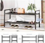 Expandable Shoe Rack for Closet, Entryway, 2-Tier Shoe Storage, Black - Image 3