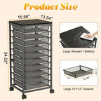 10-Drawer Rolling Storage Cart, Craft Organizers and Storage, Black - Image 3
