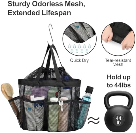 Mesh Shower Caddy Portable with Drawstring - 2-Handle Shower Bag for Dorm - Image 4