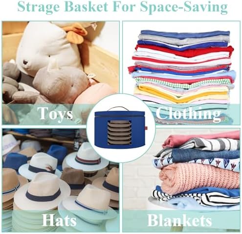Samplife Hat Box,Hat Storage Box,Stackable Round Brim Hats Organizer Bag Container for Closet,Travel Hat Boxes for Women, Cowboy Hat Organizer, FoldableTravel Cap Boxes (06-Blue, 16.5" D x 10.5" H) - Image 5