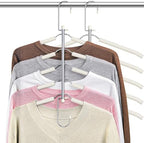 Space Saving Shirt Hanger 5 in 1 Non Slip Coat Hanger Beige 2 Pack | Multi Shirt Hanger, Stainless Steel, Eva Foam Padded, 2 Ways to Hang, Easy Access, Wrinkle Free, Closet Space Saver by Lomrsiul