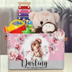 Pink Fairy Storage Basket Toy Storage Bins Collapsible Cube Organizer - Image 3
