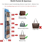 Lirex Over The Door Purse Organizer & Purse Shelf for Closet – Handbag Storage Organizer with Purse Hanger. Perfect for Scarves, Hats, and Leggings. L (15.7'' x 5.7'' x 68''), Blue - Image 2