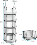 X-cosrack 5 Tier Closet Hanging Organizer, Clothes Hanging Shelves with 4 Hanging Hooks 5 S Hooks, Wire Storage Basket Bins, for Clothing Sweaters Shoes Handbags Clutches Accessories Patent Design - Image 3