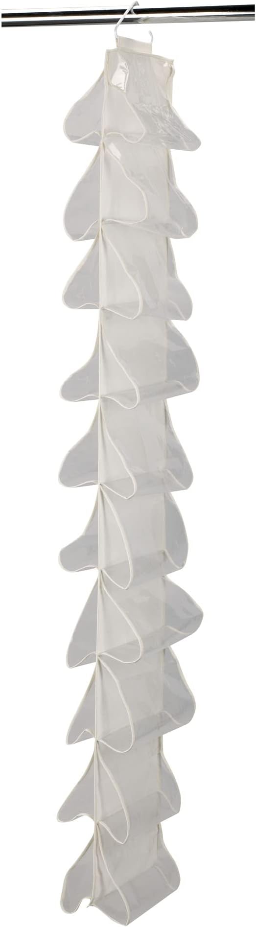 Household Essentials 20‑Pocket Closet Shoe File in Durable Canvas with Plastic Pockets and Single Hook System, Cream by HouseholdEssentials