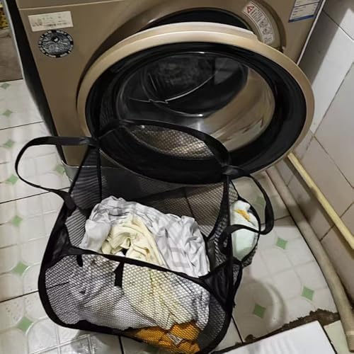 ULYSIA Collapsible Laundry Basket,Dirty Clothes Mesh Pop Up Hamper, Small Foldable Laundry Basket for Bathroom, Dorm, Travel Storage,Cruise Essentials Black - Image 4