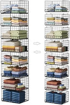 Yociyoga 8-Tier Stackable Closet Organizers and Storage Shelves, Foldable Closet Shelf Organizer, Stackable Storage Bins Drawers for Closet Organizer System, Black（Patent No. 30022416） by FollowWithYociyogaTogether