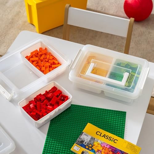 IRIS USA 1 Qt. Plastic Storage Bins with Lids, 4 Pack, Craft Storage Container, Sensory Bin, Organizing Containers for Home, Office & Art Supplies, Stackable, White - Image 3