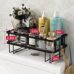 Godboat 1-Tier Over Toilet Storage - Wall-Mount Bathroom Shelf with 2 Hook - Image 2