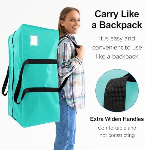 6 Pack Heavy Duty Extra Large Moving Bags W/Backpack Straps - Strong Handles & Zippers, Storage Totes For Space Saving, Fold Flat, Alternative to Box and Bin (40 gal, Aquamarine) - Image 4