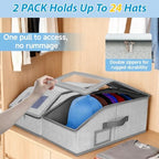 Hat Storage for Caps, 2PCS Stackable Hat Organizer Boxes, Grey - Image 3