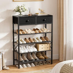 5 Tier Shoe Rack with 2 Drawers, 16-20 Pairs Charcoal - Image 2