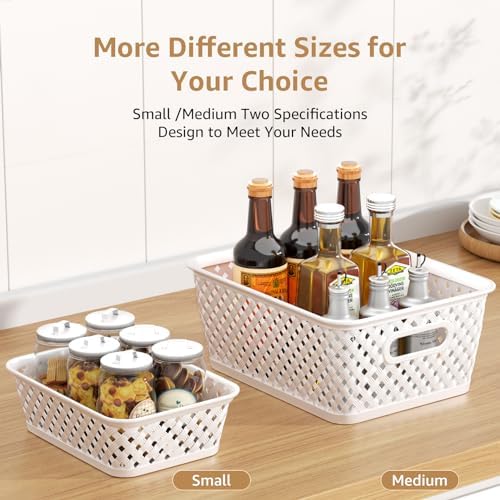 MaxGear 3 Pack Plastic Storage Baskets, Medium, White - Image 3