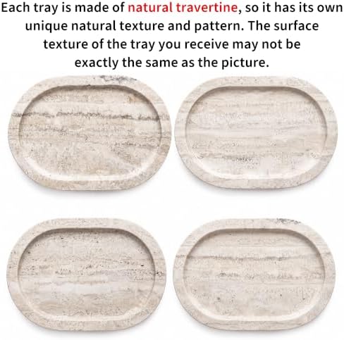 Oval Travertine Tray, 11"x7.9" Bathroom Marble Tray for Perfume Jewelry - Image 4