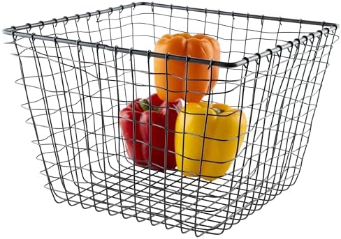 G.E.T. WB-305-MG Heavy Duty Iron Wire Utility Storage Bin/Basket, Square, 11" x 11" x 8" by Unknown