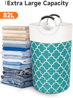 Large Laundry Basket, 82L Tall Collapsible Hamper with Handles, Green - Image 5