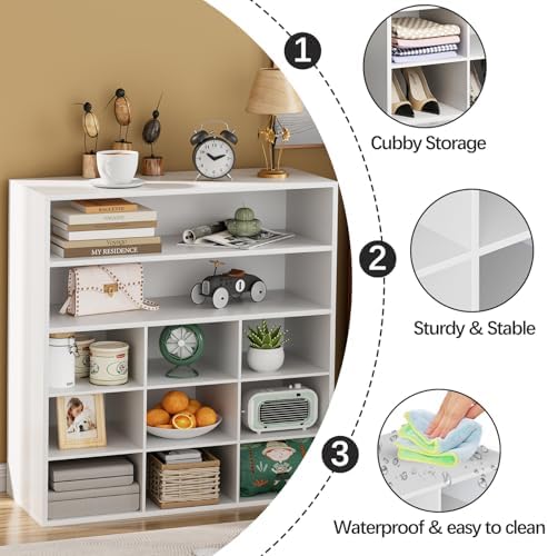 Garden 4 you Shoe Rack Organizer, 5-Tier Wood Cubby Shoe Rack with 2 Storage Shelf and 9 Cubbies, Shoe Organizer Cabinet for Entryway, Hallway, Closet and Garage, White - Image 4