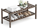 Dranixly Bamboo 2-Tier Shoe Rack Stackable Shelf Storage Organizer for Entryway, Hallway and Closet, 27.2"x11"x13.2" (Mocha) by Dranixly