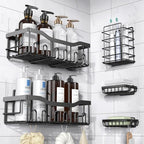 EUDELE Adhesive Shower Caddy, 5 Pack Rustproof Stainless Steel Bath Organizers With Large Capacity, No Drilling Shelves for Bathroom Storage & Home Decor by EUDELE