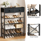 5 Tier Shoe Rack with 2 Drawers, 16-20 Pairs Black Grey - Image 6