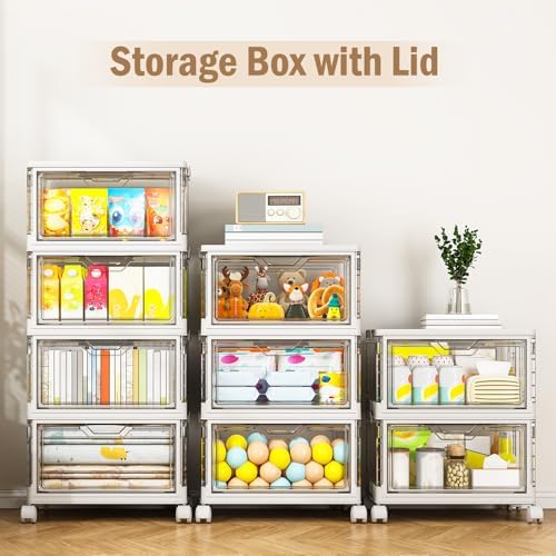 Kmiectse Clear Storage Bins with Lids - 4 Tier 32qt Plastic Stackable Bins - Image 6