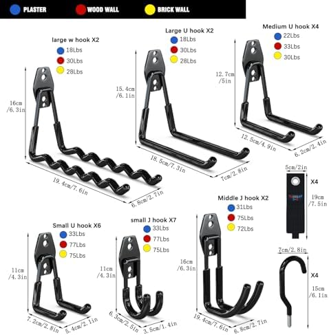 3-H Heavy Duty Garage Hooks, 31 Pack Wall Storage Organizer,Black - Image 2