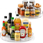 Oizeir Lazy Susan Organizer for Cabinet, 9 Inch Clear Acrylic Turntable – Rotating Spice Rack, Pantry, Fridge & Countertop Organizer, Smooth Spinning, Space-Saving Kitchen Storage (2 Pack) by Oizeir