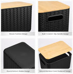 Ohmlove 4 Pack Storage Bins with Bamboo Lids,Stackable Box for Organization - Image 3
