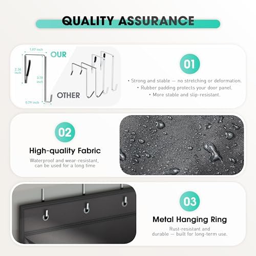WVM Over The Door Shoe Organizer with Large Deep Pockets, Hanging Closet Shoe Rack for Large Shoes, Boots, Multifunctional Entryway Door Hanger with Hooks - Image 6