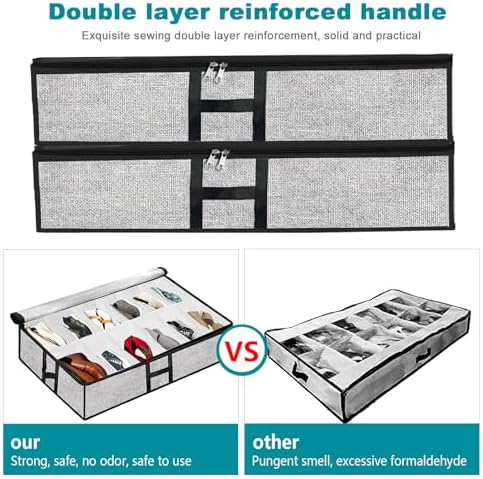 Under Bed Shoe Storage Organizer 2pc Fits 24 Pairs Container Boxes - Image 2