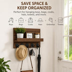 Key Holder for Wall, Decorative Key and Mail Holder, Key Holder Wall Mount with Shelf and Large Hooks, Easy Installation Key Rack for Entryway and Home Decor - Image 3