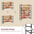 Tajsoon Expandable Shoe Rack for Closet 3 Tier, 28“-41“Stackable, Black - Image 5