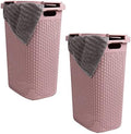 Mind Reader Slim Laundry Hamper with Lid, 60L Tall Clothes Basket, Narrow Tapered Design for Bathrooms, Closets and Laundry Rooms, Plastic, 2 Pack, Pink by MindReader