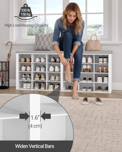Hzuaneri Shoe Storage Bench with Cushion, Storage Bench with 24 Cubbies - Image 6