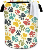 Paw Print Laundry Basket Storage Bin Foldable Laundry Hamper Clothes Storage Bucket Organizer 19.6x15.7 Inch For Laundry Room/Bedroom/Bathroom by Bzocm