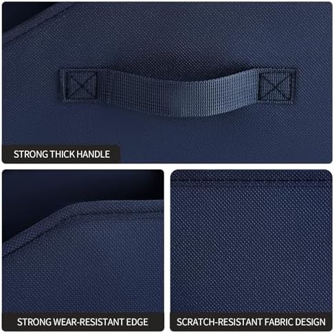 Homsorout Closet Baskets for Shelves Trapezoid - Decorative Storage Baskets with Handle, Closet Bins for Organization, Shelf Storage Bins for Clothes, Books, Home, Office, 3 Pack, Navy Blue - Image 7
