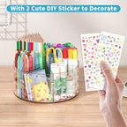 Acrylic Pen Holder for Desk Organizer Holder with 2 Adhesive DIY Stickers - Image 2
