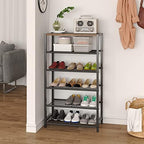 Yusong Shoe Rack Organizer, 6 Tier Industrial Shoe Storage Shelf, Narrow Sturdy Metal Shoe Shelves for Closet Entryway, Rustic Brown - Image 4