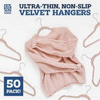 Zober Blush Velvet Hangers 50 Pack, Slim Non Slip Clothes Hangers | Slim velvet hangers with pants bar, felt hangers, flocked hangers, non slip hangers, coat hangers for suits, shirt hangers - Image 2