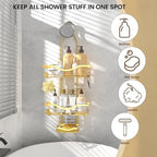 REINHARDT Adjustable Shower Caddy Hanging Rustproof Shower Organizer, Gold - Image 7