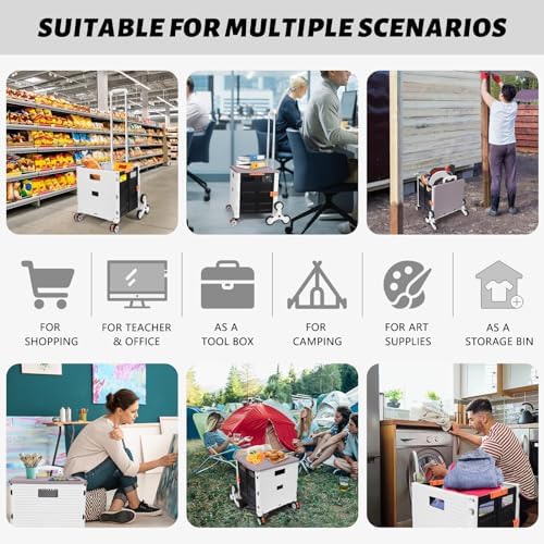 FELICON SELORSS Folding Utility Climber Cart Portable Rolling Crate-White - Image 5