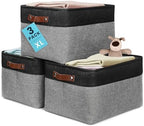 OrganiHaus 16x12.5in Storage Baskets, 3 Pack - Fabric Bins for Shelves by OrganiHaus
