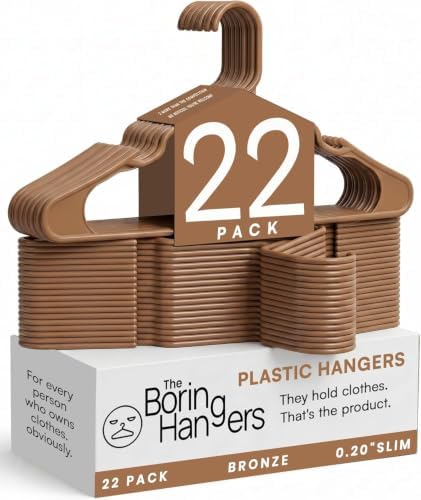 Bronze Plastic Hangers 22 Pack - 10 lb Heavy Duty Bronze Plastic Clothes Hangers Set - 0.20" Slim & Space Saving Closet Organizer Coat Hangers, Japandi Home Essentials by TheBoringHangers